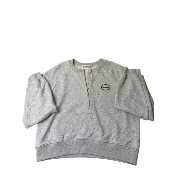 Korean Dearest Cropped Sweatshirt Size Medium | Heather Gray Black Stitching - Picture 4 of 8